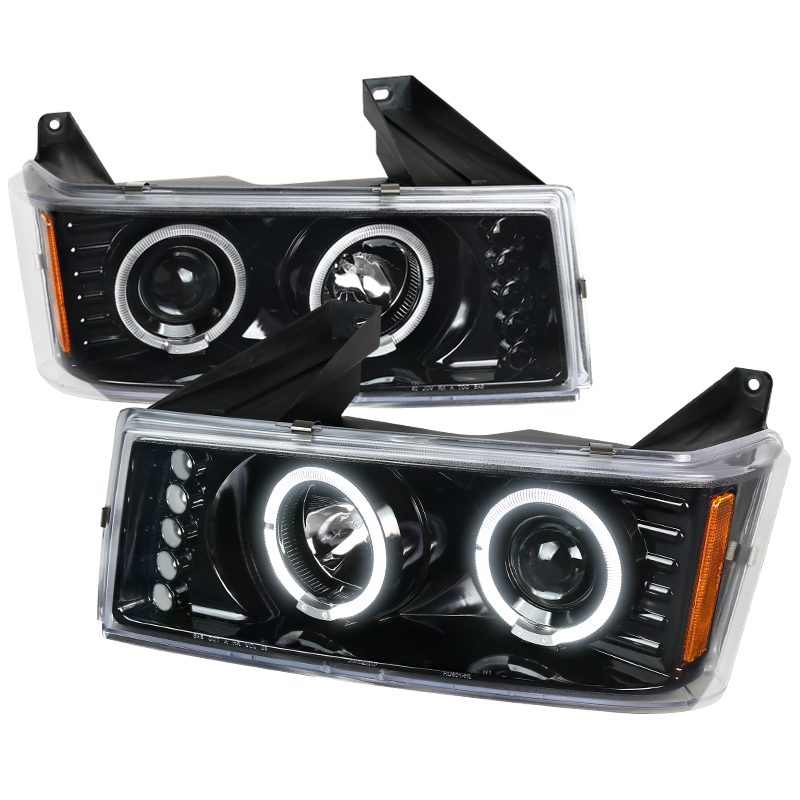 Projector Head-Lights with Clear Lens for 2004-2012 Chevrolet Colorado Canyon - Glossy Black