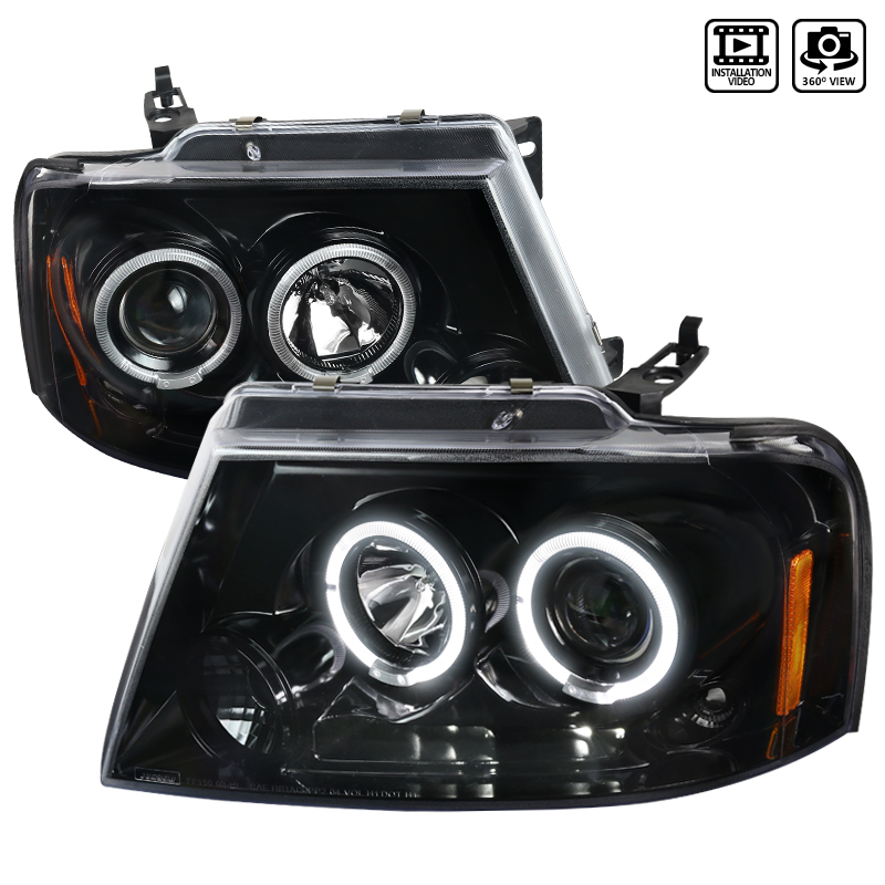 Projector Head-Lightsfor 2004-2008 Ford F150 - Glossy Black