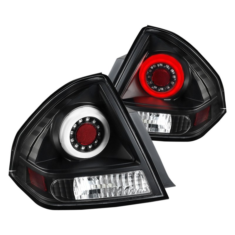 Black Halo Style Fiber Optic LED Tail Lights for 2006-2013 Chevy Impala