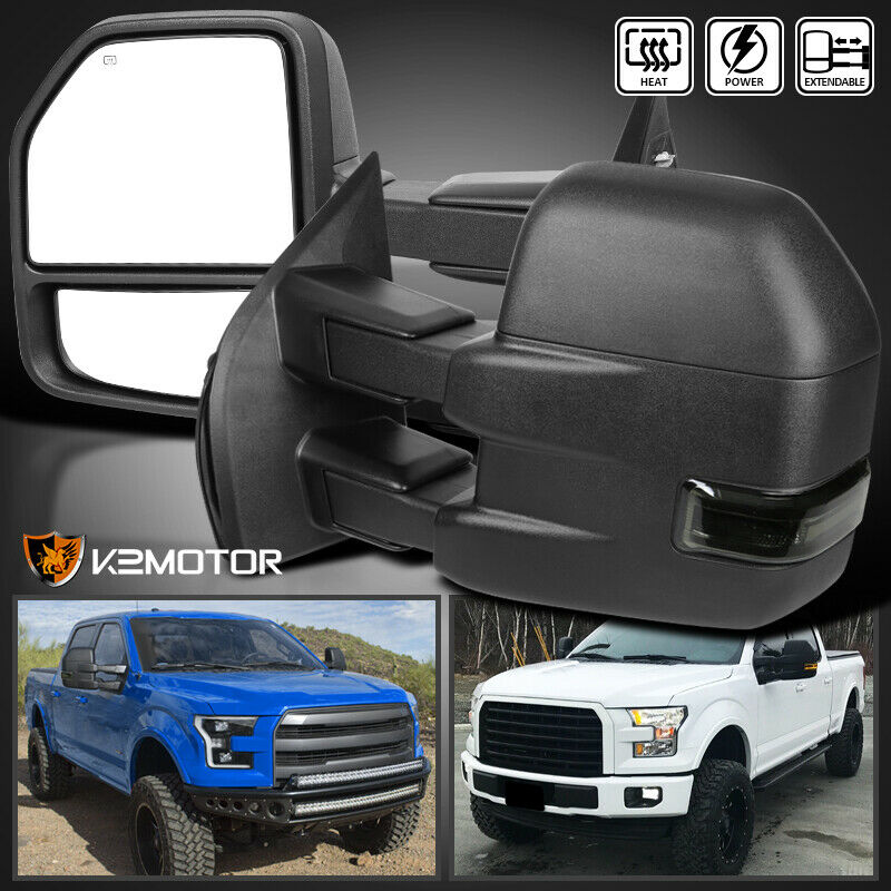 Picture of Spec D Tuning RMX-F15015F3GH-P-FS Towing Mirrors for 2015-2017 Ford F150 - Black Texture