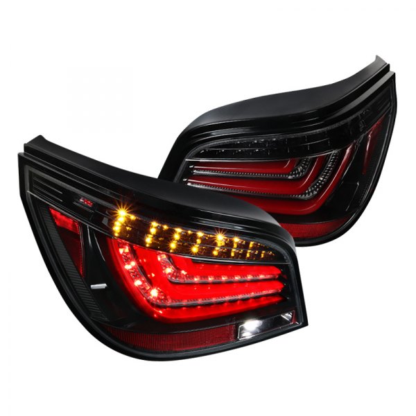 LT-E6008BKLED-TM 5-Series LED Tail Lights for 2008-2010 BMW E 60 - Glossy Black with Clear Lens