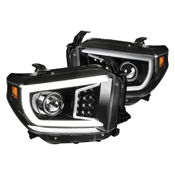 2LHP-TUN14BK-SQ-TM Sequential LED Projector Head Lights for 2014-2018 Toyota Tundra - Glossy Black -  Spec D Tuning