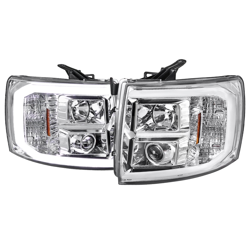 2LHP-SIV07-G2-TM LED Bar Projector Chrome Headlights for 2007-2013 Chevy Silverado 1500