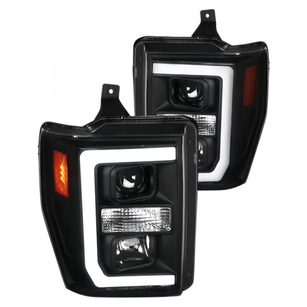 2LHP-F25008JM-RS Black LED Bar Projector Headlights for 2008-2010 Ford F-250
