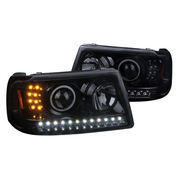 2LHP-RAN01G-TM Full Glossy Black Housing Projector Headlights with Smoke Lens for 2001-2011 Ford Ranger