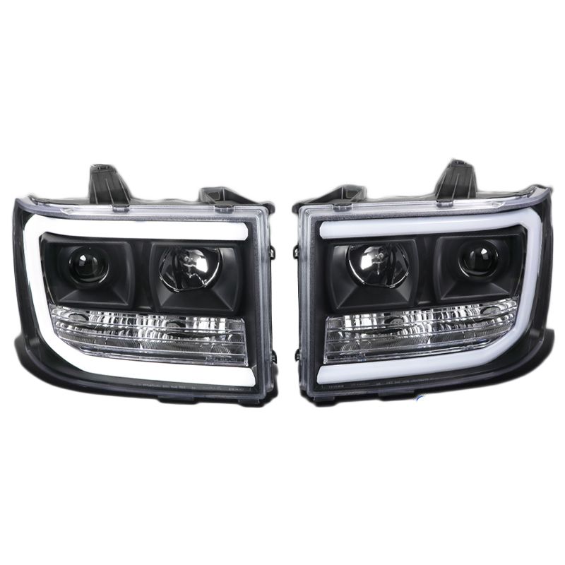 2LHP-SIE07JM-G2-TM Matte Black Projector Headlight with Clear Lens for 2007-2013 GMC Sierra