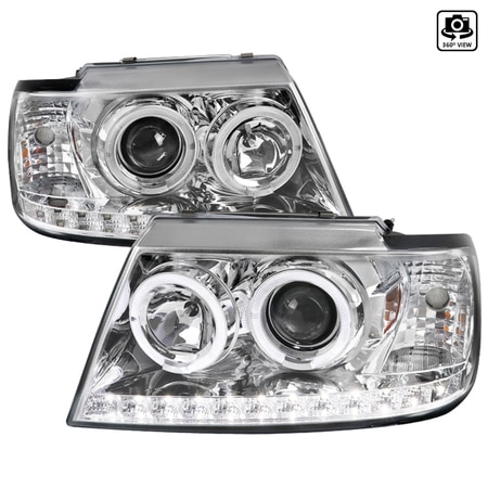 2LHP-EPOR02-TM Chrome Housing Clear Lens Projector Headlights for 2002-2005 Ford Explorer