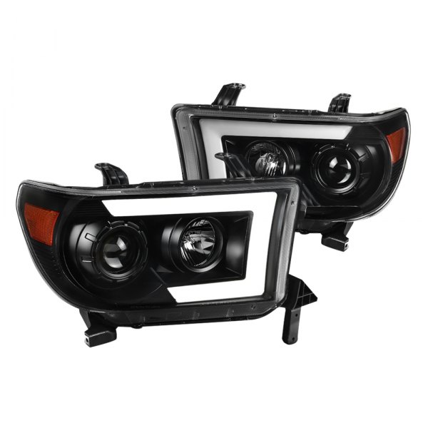 2LHP-TUN07JM-SQ-RS Black Amber Reflector with Projector Headlights for 2008-2014 Toyota Sequoia