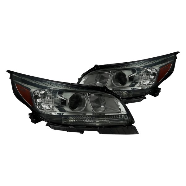 Spec-D Tuning Halogen Smoke Projector Headlights Head Lamps Compatible with Chevrolet Malibu 2013-2015 L+R Pair Head Light Lamp Assembly