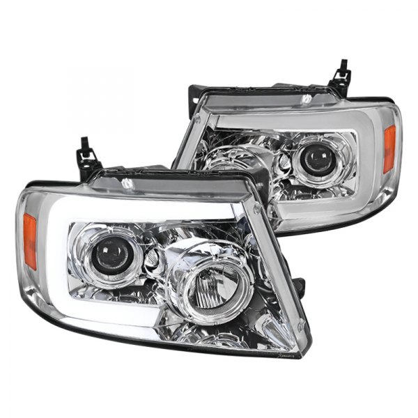 2LHP-F15004-SQ-RS Chrome Projector Headlight with Clear Lens for 2004-2008 Ford F150