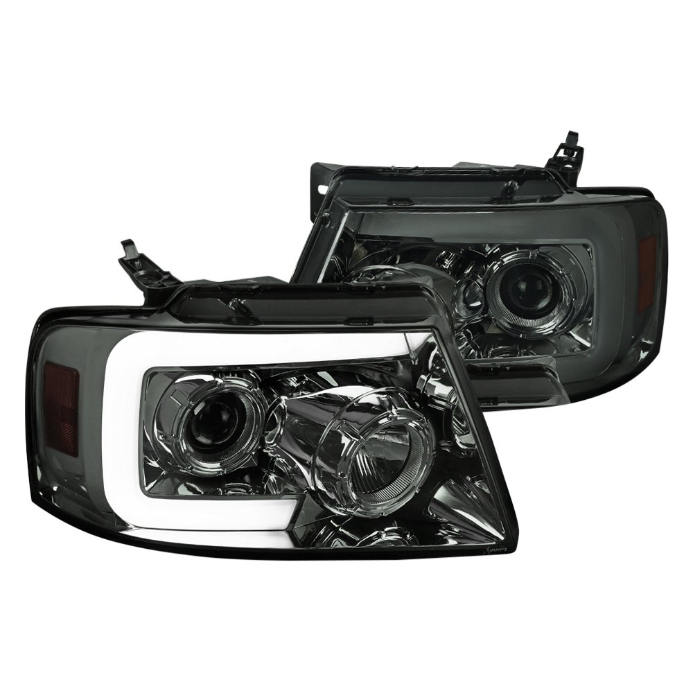Projector Headlight with Smoked Lens for 2004-2008 Ford F-150, Chrome