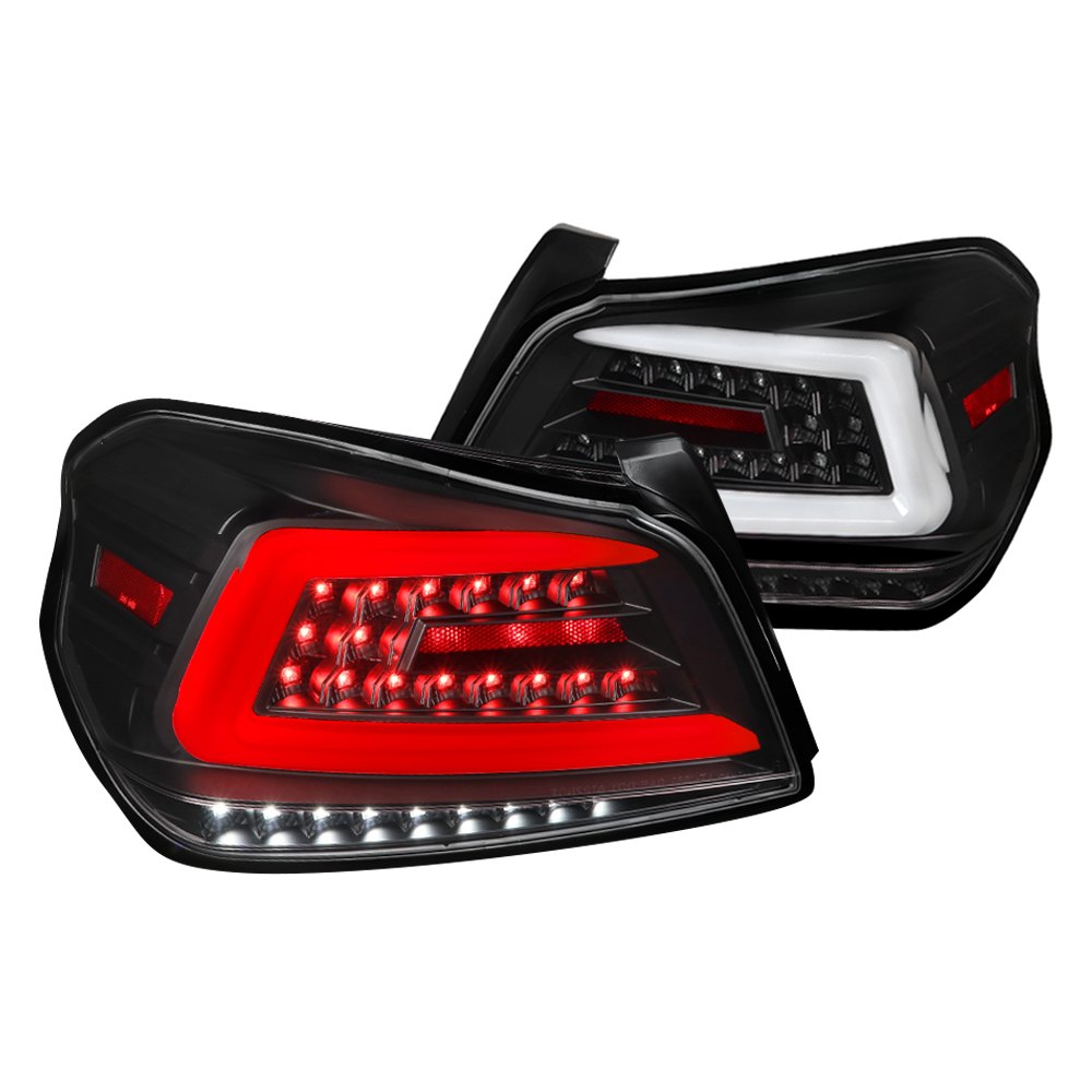 LT-WRX15JMLED-SQ-TM Matte Black Housing Clear Lens Sequential LED Tail Light with White Light Bar for 2015-2018 Subaru WRX