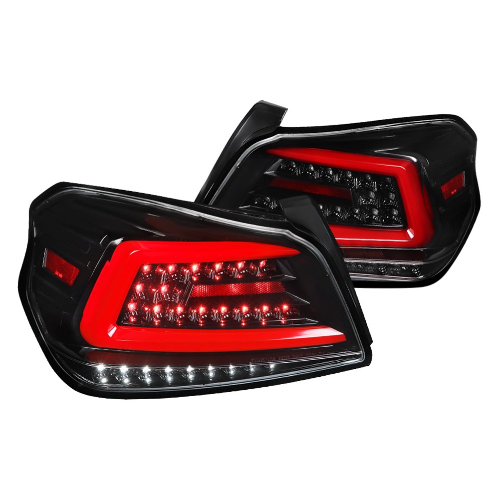 LT-WRX15BKLED-SQ-TM Gloss Black Housing Clear Lens Sequential LED Tail Light with Red Light Bar for 2015-2018 Subaru WRX