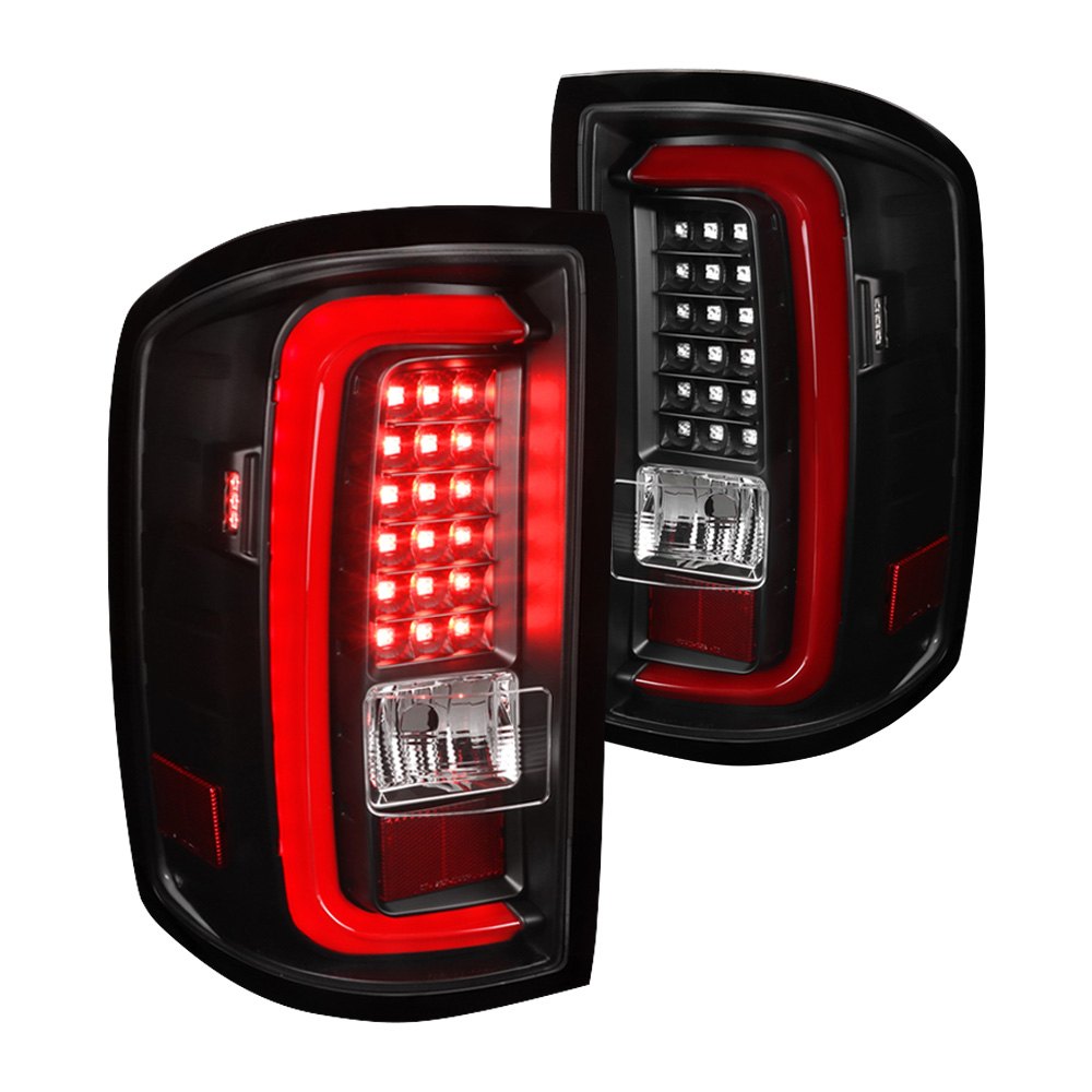 14-18 GMC Sierra LED Tail Lights Full Black Housing Clear Lens