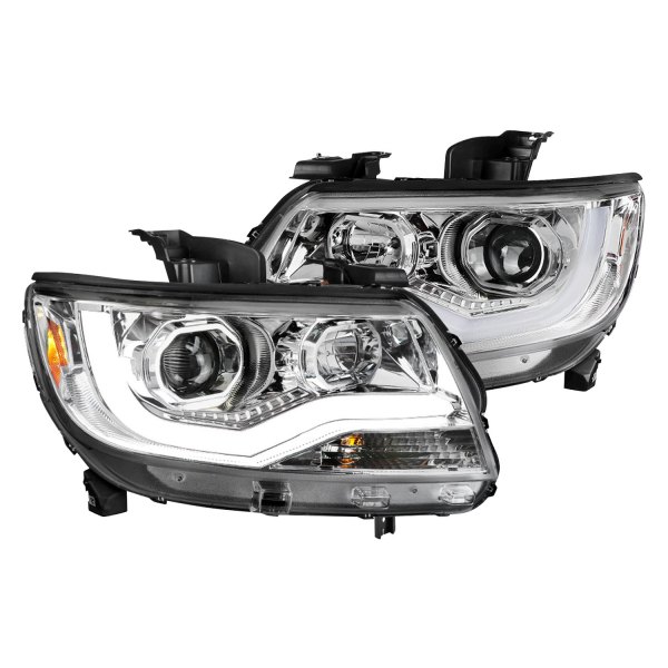 2LHP-COL15-TM Chrome with Clear Lens LED Projector Headlights for 2015-2020 Chevy Colorado
