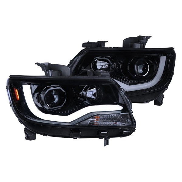 2LHP-COL15G-TM Glossy Black with Smoke Lens LED Projector Headlights for 2015-2020 Chevy Colorado