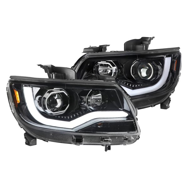 2LHP-COL15BK-TM Full Glossy Black LED Projector Headlights for 2015-2020 Chevy Colorado