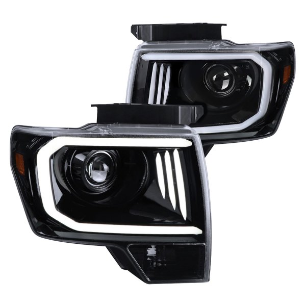 2LHP-F15009BK-G2-TM Housing - Clear Lens Projector Headlight for 2009-2014 F-150 Ford, Glossy Black
