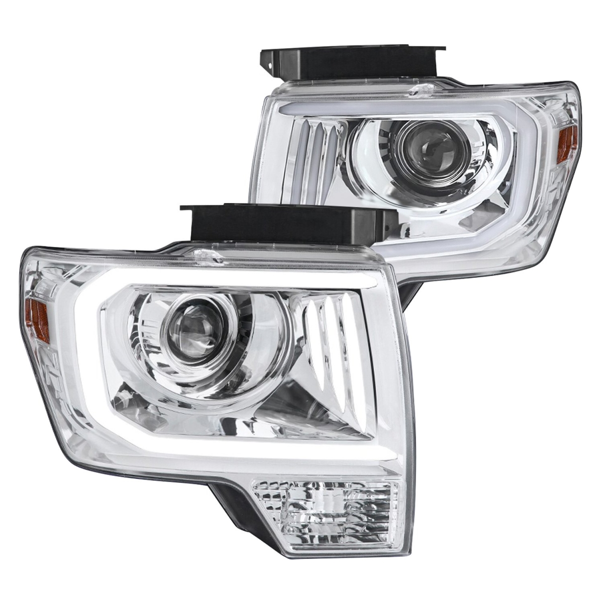 2LHP-F15009-G2-TM Chrome Housing Projector Headlight with Clear Lens