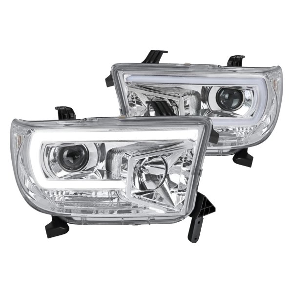 2LHP-TUN07-G2-TM Chrome Housing Clear Lens LED Tube Projector Headlights for 2008-2017 Toyota Sequoia