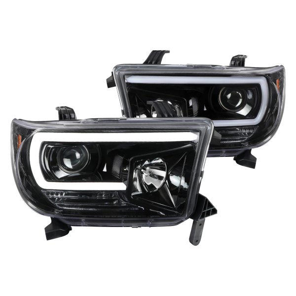 2LHP-TUN07BK-G2-TM Glossy Black Housing Clear Lens LED Projector Headlights for 2008-2017 Toyota Sequoia