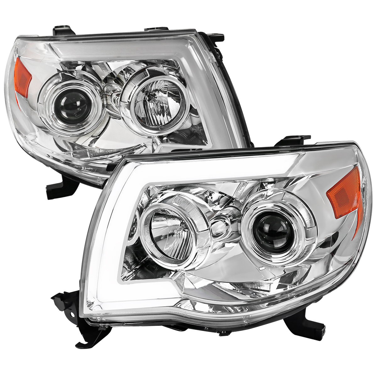 2LHP-TAC06-SQ-RS LED Light Bar Projector Headlight with Sequential Signal for 2005-2011 Toyota Tacoma - Chrome