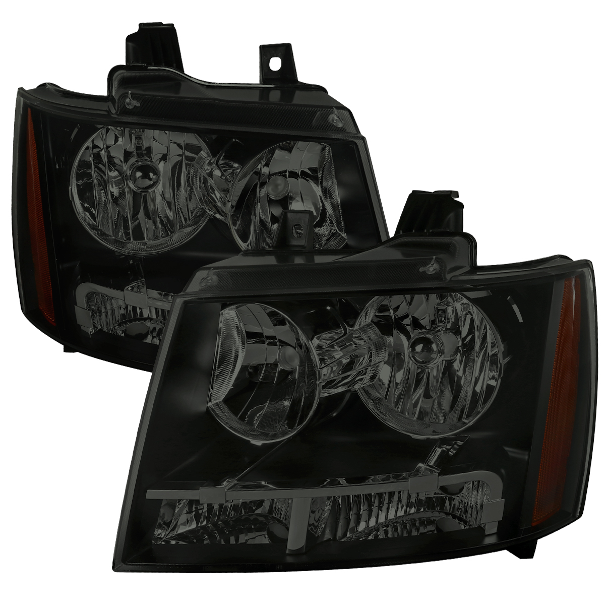 2LH-AVA07SM-RS Black Smoke Lens Crystal Housing Headlight for 2007-2013 Chevy Avalanche