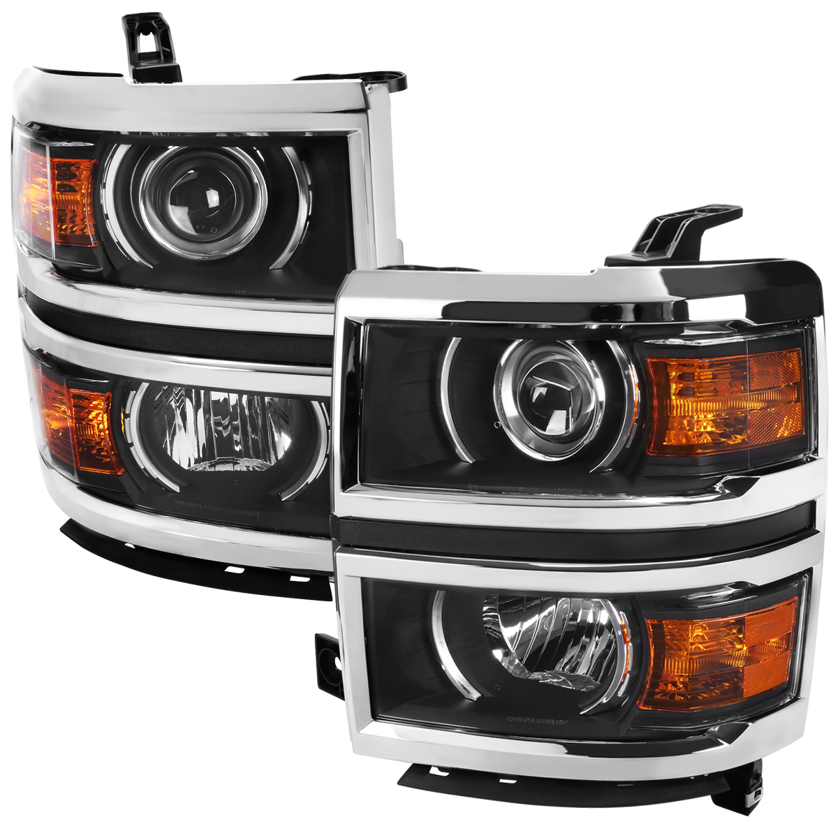 2LHP-SIV14JM-C-GO Projector Headlight with Matte Black Housing & Clear Lens for 2014-2017 Chevy Silverado 1500