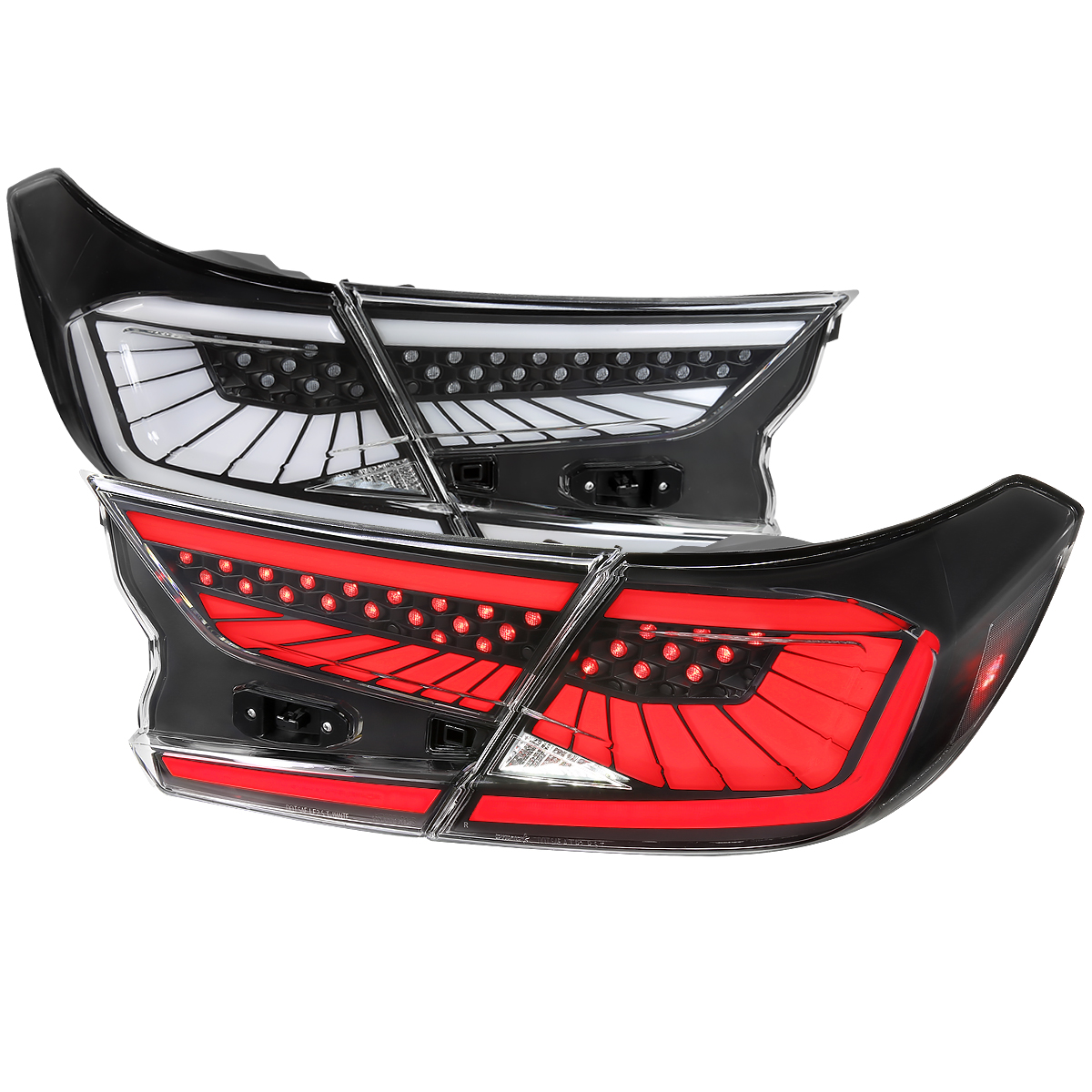 Sedan LED Tail Lights with White LED Bar-Sequential Signal-Breathing Light Effect Matte Black Housing & Clear Lens for 2018-2022 Honda AccFord
