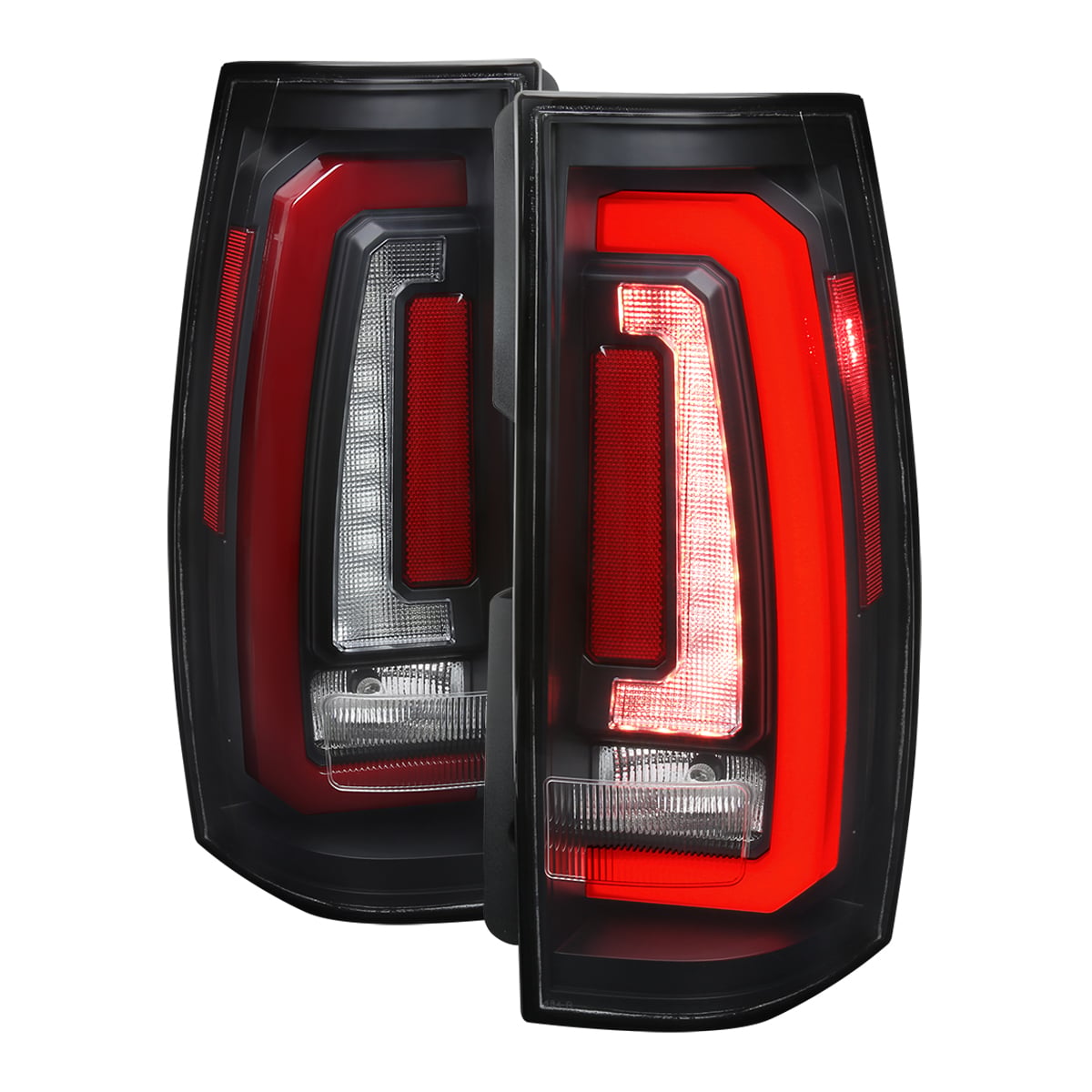 Denali LED Taillight with Matte Black Housing & Clear Lens-Red Light Bar Sequential Turn Signal Breathing Light Effect for 2007-2014 Chevy Suburban