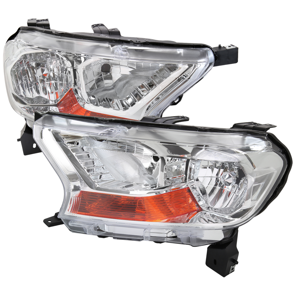 2LH-RAN19-RS XL & XLT Models OE Style Halogen Headlight with Chrome Housing & Clear Lens for 2019-2023 Ford Ranger