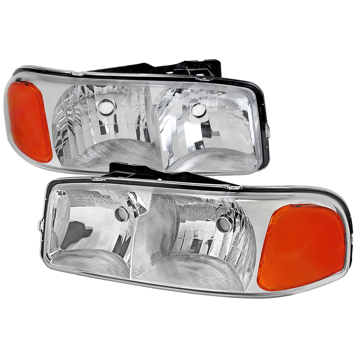 2LH-GMC99-RO OE Style Headlight with Chrome Housing Clear Lens for 2001-2007 GMC Sierra 1500