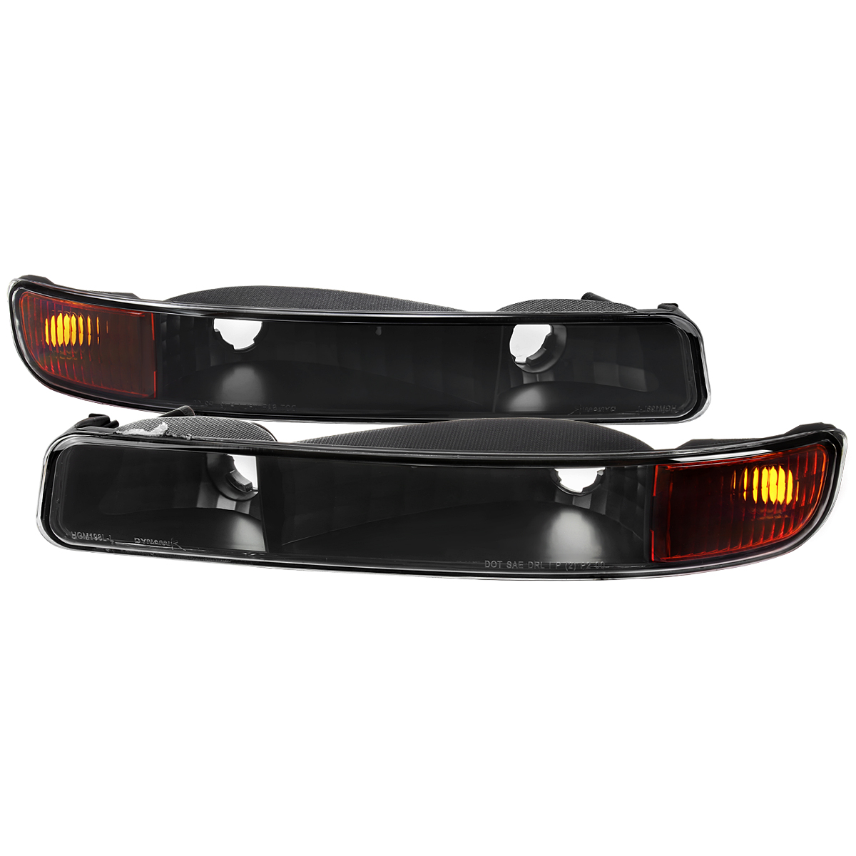 OE Style Bumper Lights with Matte Black Housing & Clear Lens for 1999-2006 GMC Sierra 1500-2500-3500