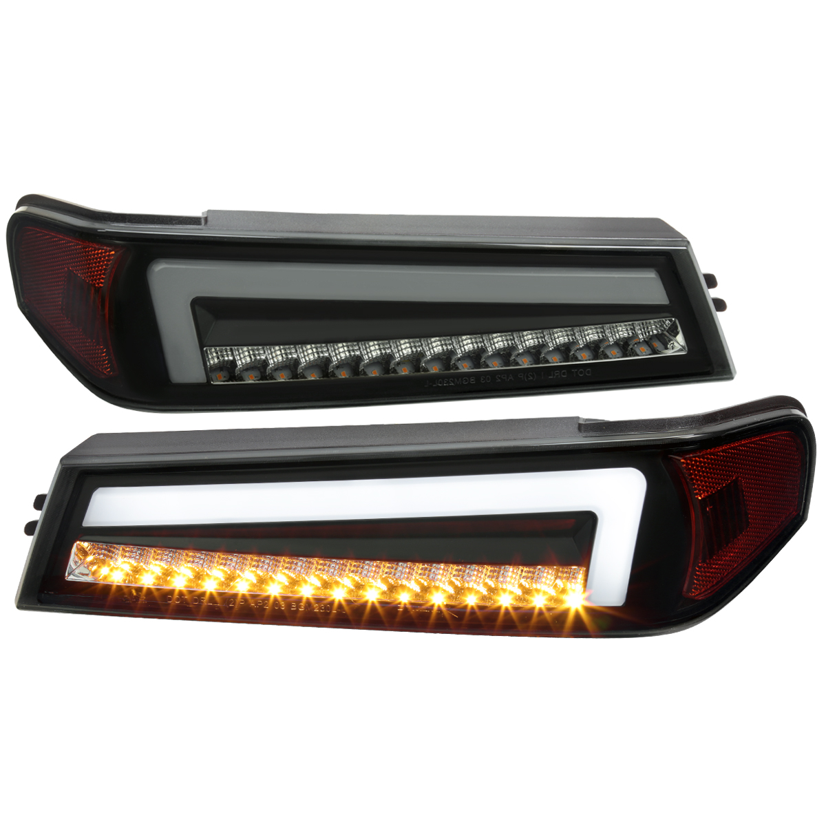 Black Housing Smoked Lens Parking Lights with LED Sequential Switchback Turn Signal for 2004-2012 Chevy Colorado