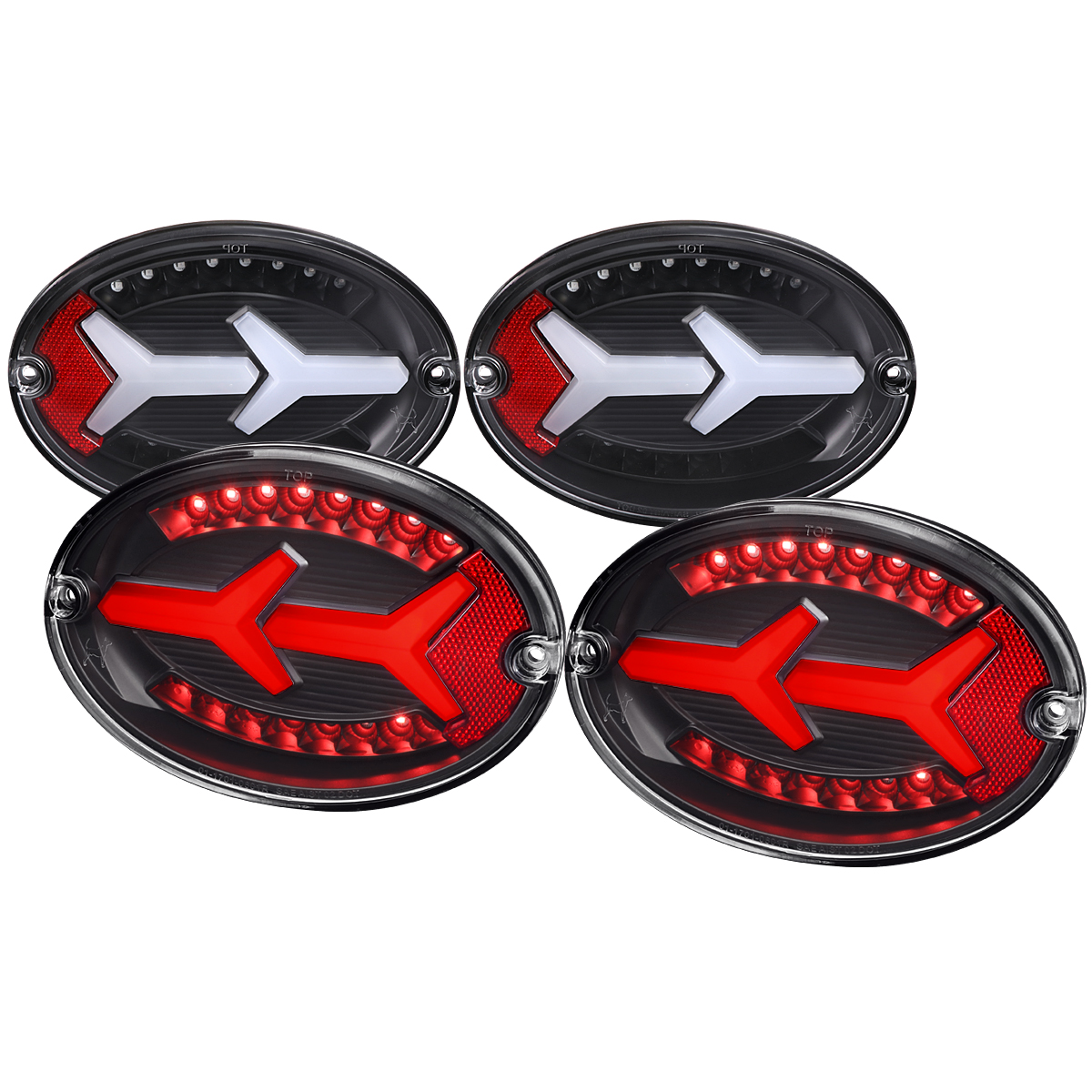 LED Tail Lights with Matte Black Housing Clear Lens White LED Bar for 1997-2004 Chevy Corvette