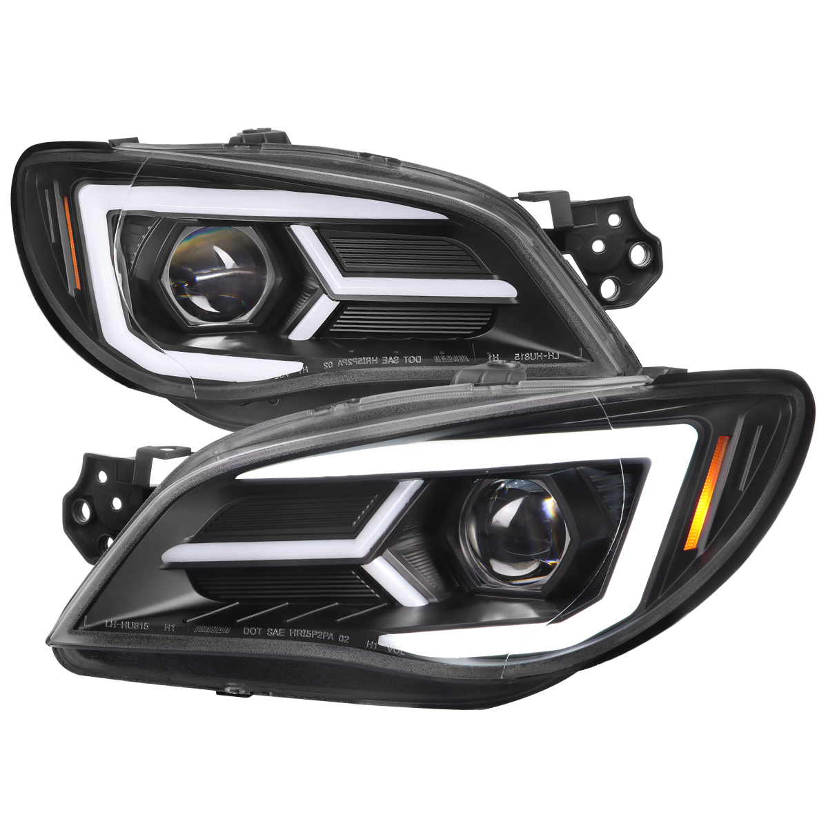 2LHP-WRX06JM-G2-TM Halogen Model LED Bar Sequential Turn Signal WRX Projector Headlight with Glossy Black Housing Clear Lens for 2006-2007 Subaru WRX