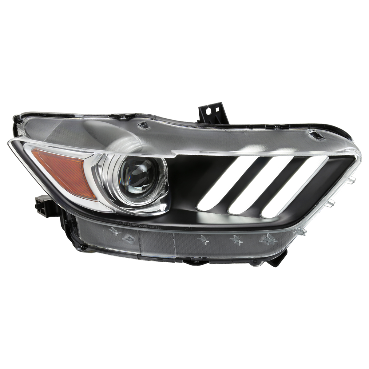 2LHP-MST15JM-R-RO Right Side Projector Headlight with Matte Black Housing & Clear Lens for 2015-2023 Ford Mustang