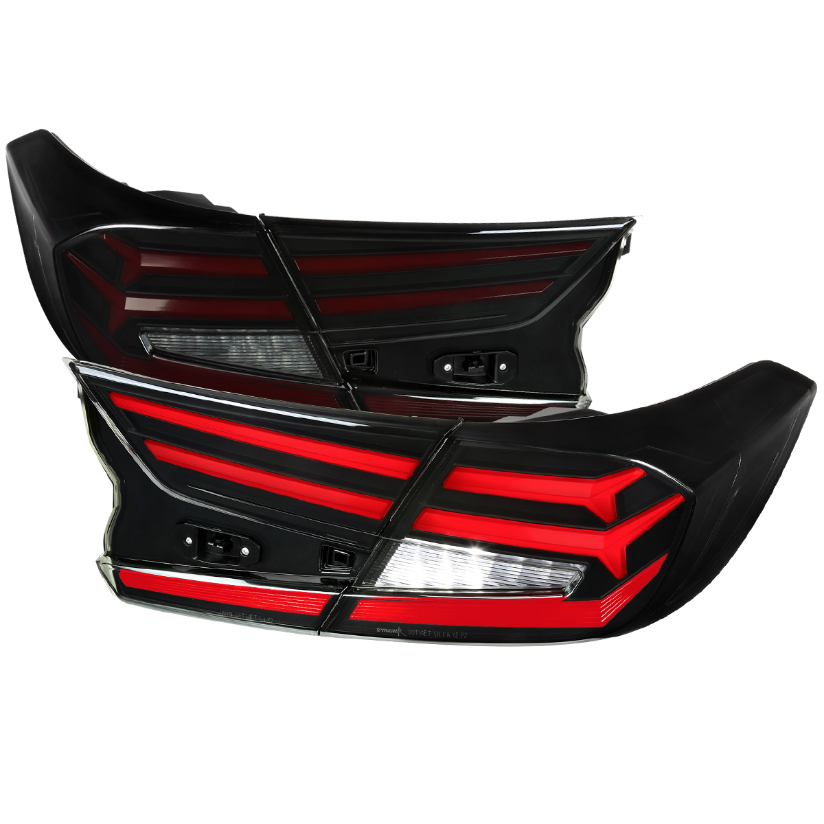 Sedan LED Tail Lights with Red LED Bar-Sequential Signal-Breathing Light Effect Matte Black Housing & Smoked Lens for 2018-2022 Honda AccFord