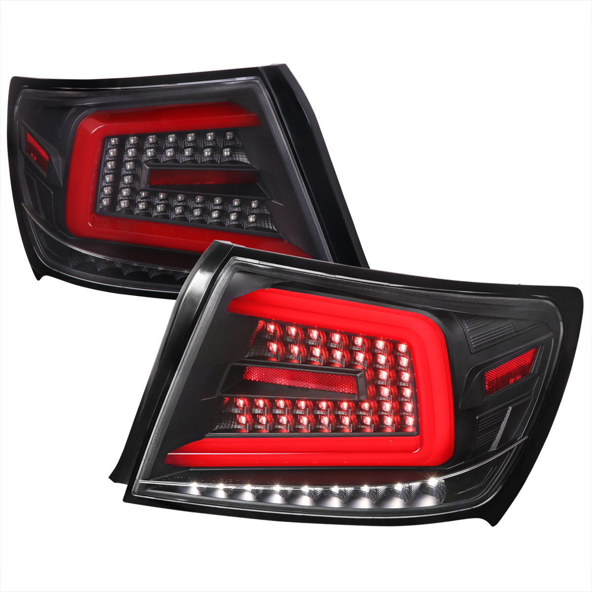 LT-WRX084JRLED-SQ-TM Matte Black Housing & Clear Lens Sedan LED Light Bar with Switchback Sequential Turn Signal Red LED Bar for 2012-2014 Subaru WRX
