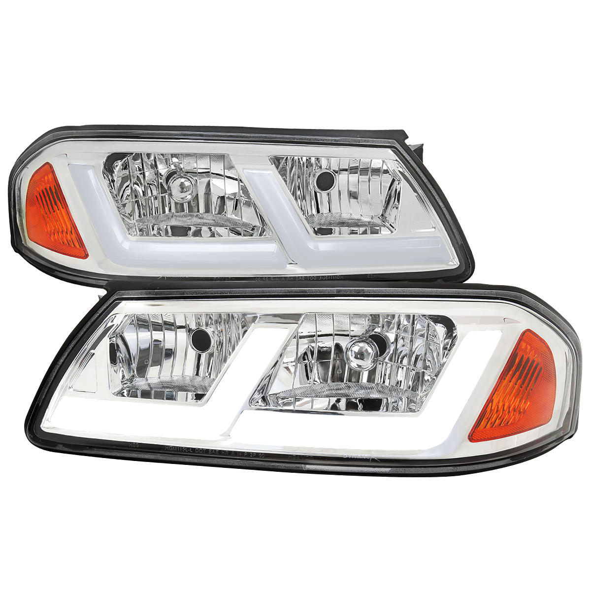2LH-IPA00-G3-RS LED Bar Headlight with Chrome Housing Clear Lens for 2000-2005 Chevy Impala