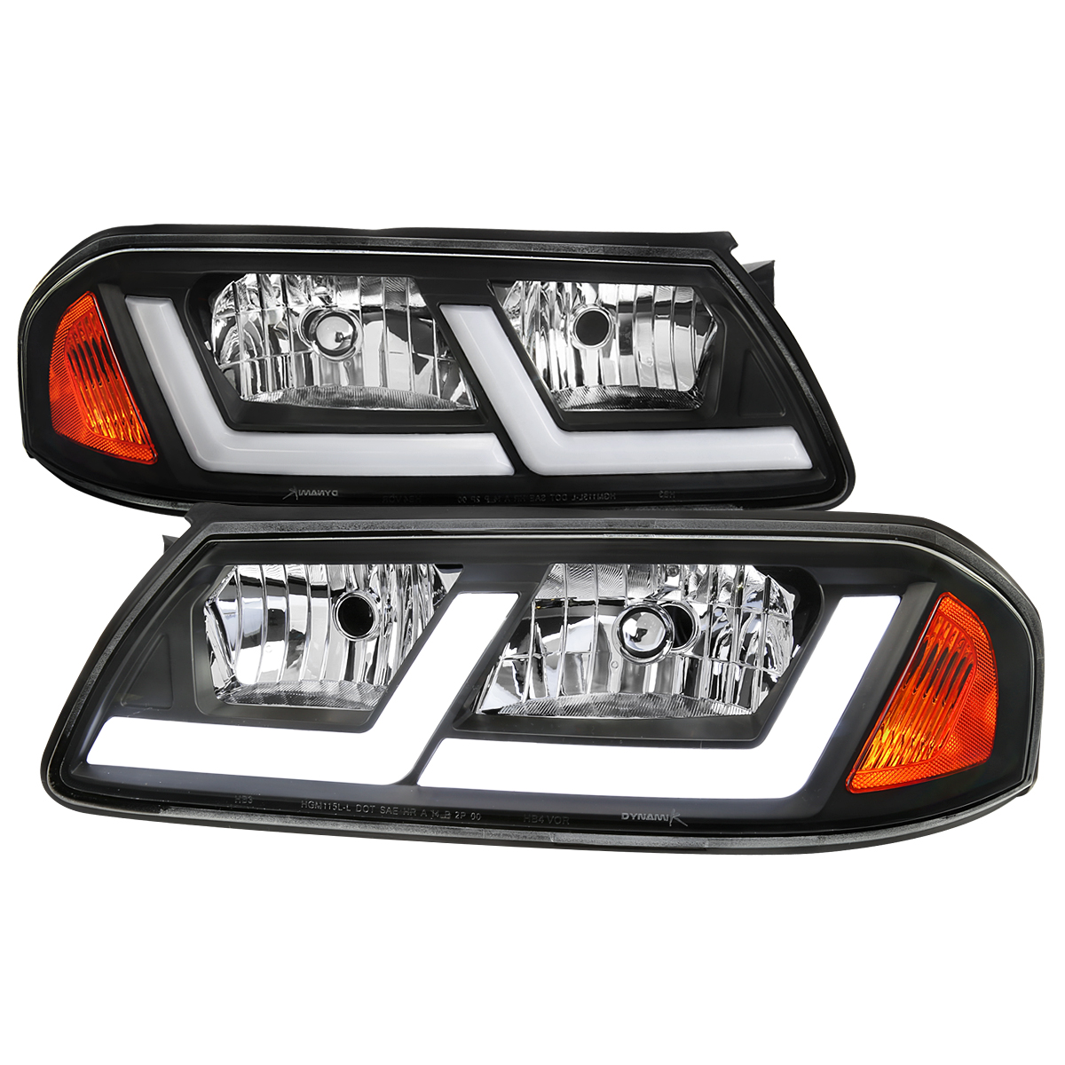 2LH-IPA00JM-G3-RS LED Bar Headlight with Matte Black Housing Clear Lens for 2000-2005 Chevy Impala