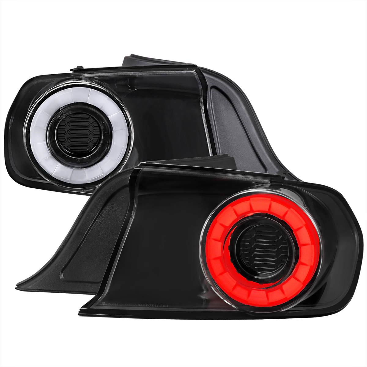 Mustang Coupe & Convertible White LED Sequential Tail Light with Full Glossy Black Housing Clear Lens for 2015-2023 Ford Mustang