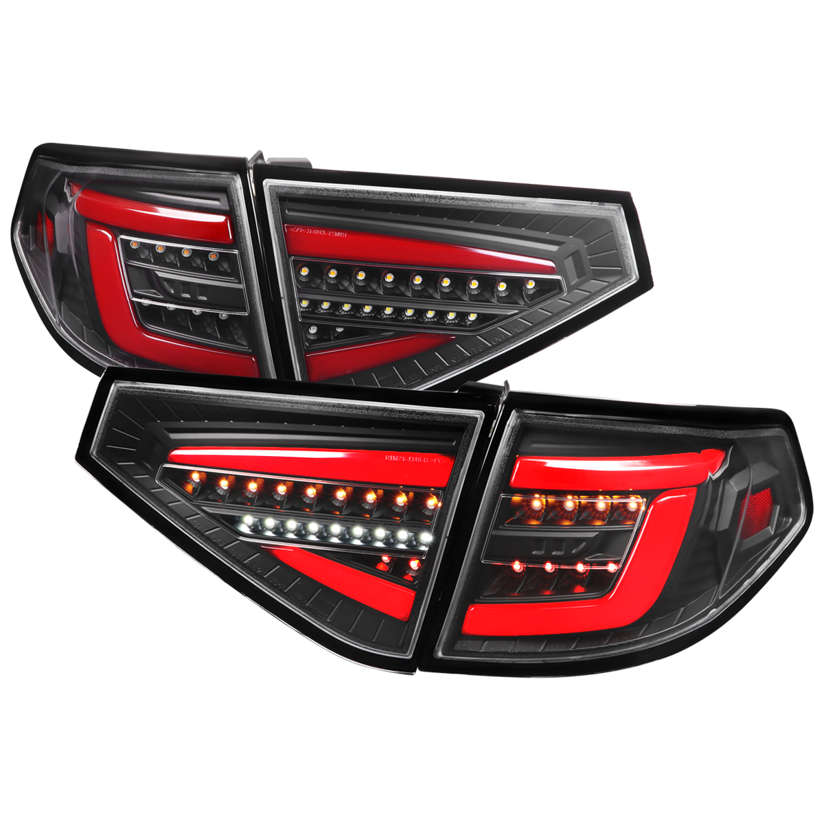 Sequential Signal Full LED Tail Lights with Red Light Bar Tail Lights Matte Black Housing & Clear Lens for 2008-2011 Subaru Impreza