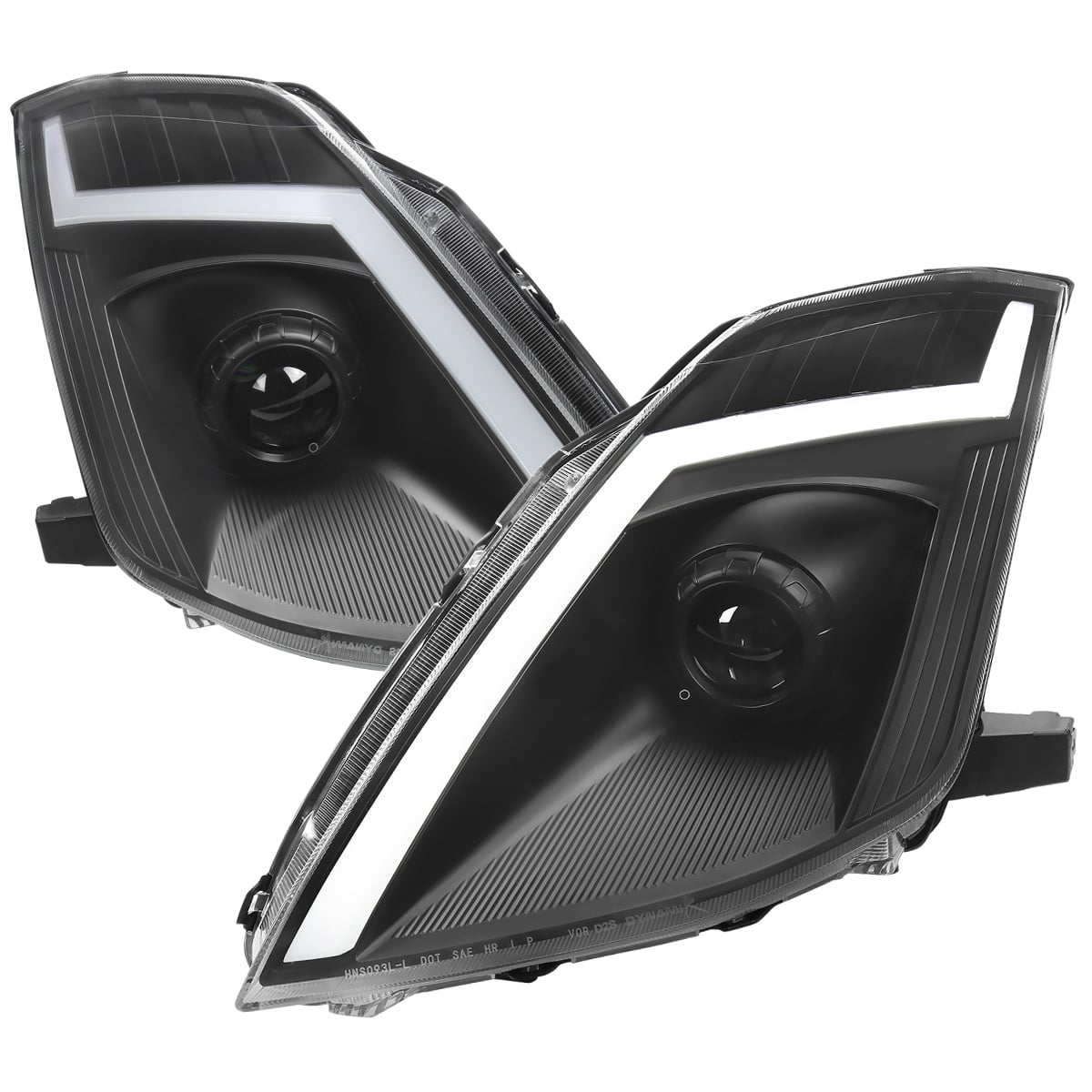 Switchback LED Light Bar Sequential Signal Breathing Light Effect Projector Headlight with Matte Black Housing Clear Lens for 2006-2009 Nissan 350Z