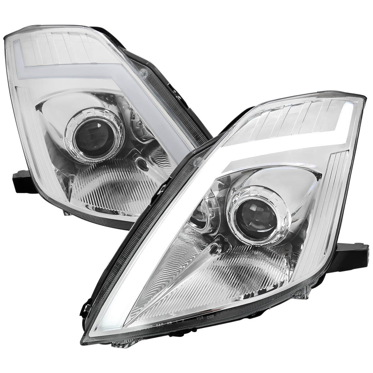 Chrome Housing Clear Lens Projector Headlight with Switchback LED Light Bar LED Sequential Signal Breathing Light Effect for 2006-2009 Nissan 350Z