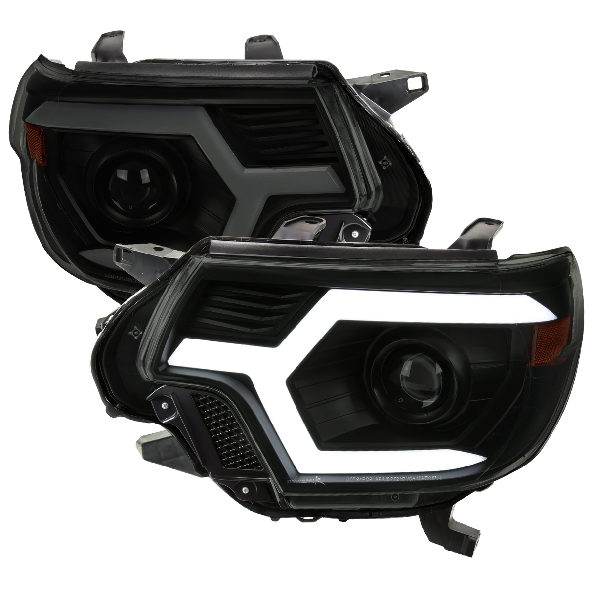 2LHP-TAC12SM-SQ-RS Projector Headlight with Matte Black Housing Smoked Lens & Amber Reflector & Sequential Turn Signal for 2012-2015 Toyota Tacoma