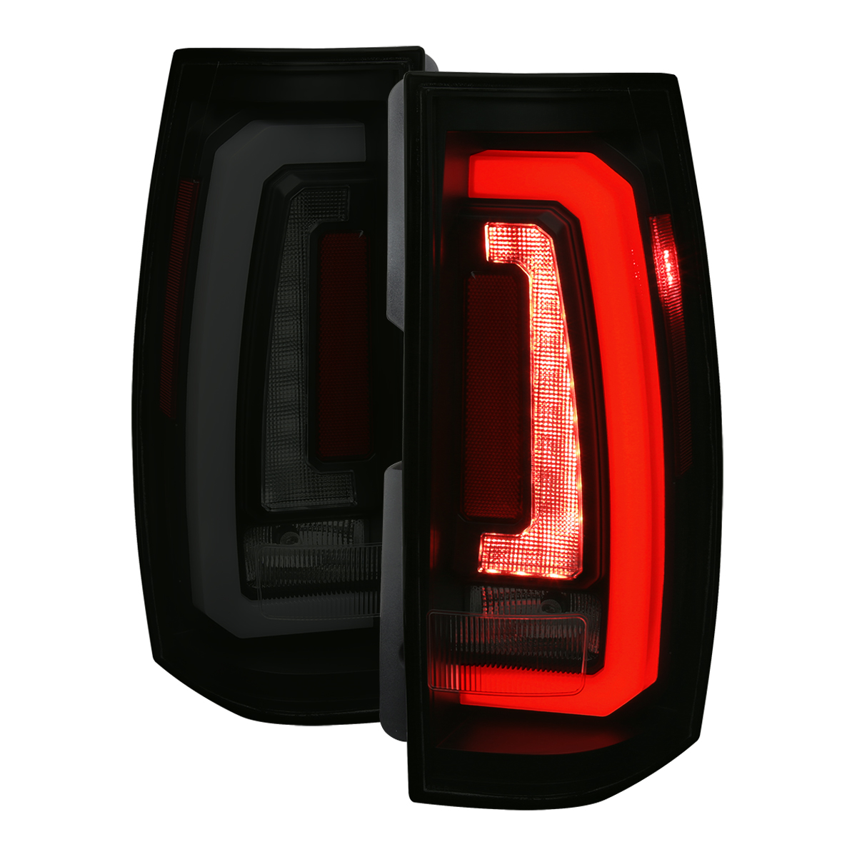 LT-DEN07SMLED-SQ-RS Denali LED Taillight with Matte Black Housing & Smoked Lens-Red Light Bar Sequential Turn Signal for 2007-2014 Chevy Suburban