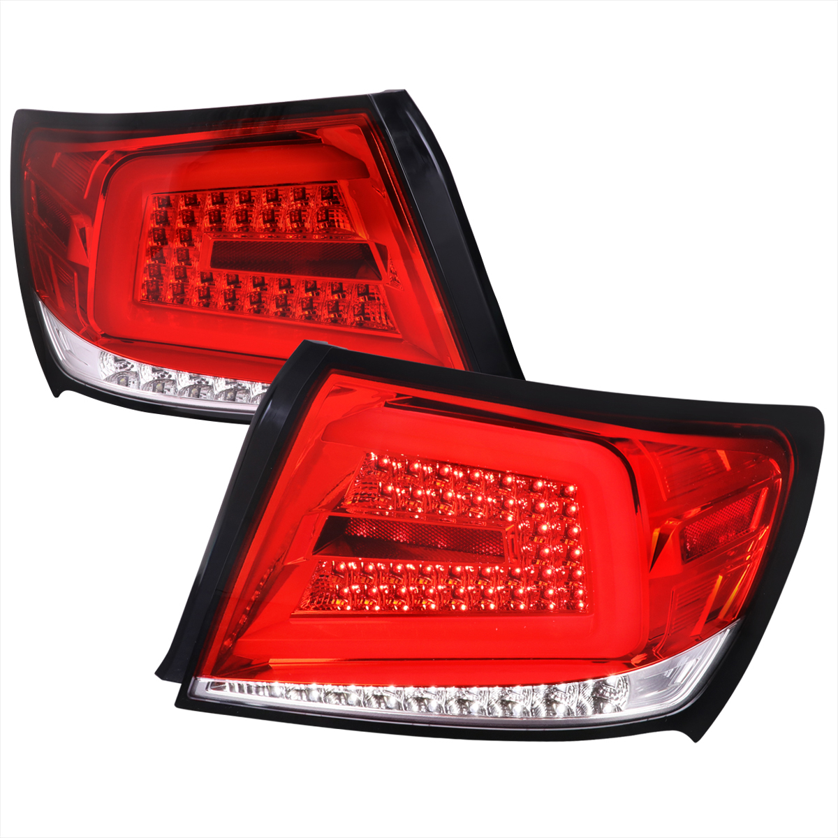 Bar Chrome Housing & Red Lens Sedan LED Light with Switchback Sequential Turn Signal White LED Bar for 2012-2014 Subaru WRX