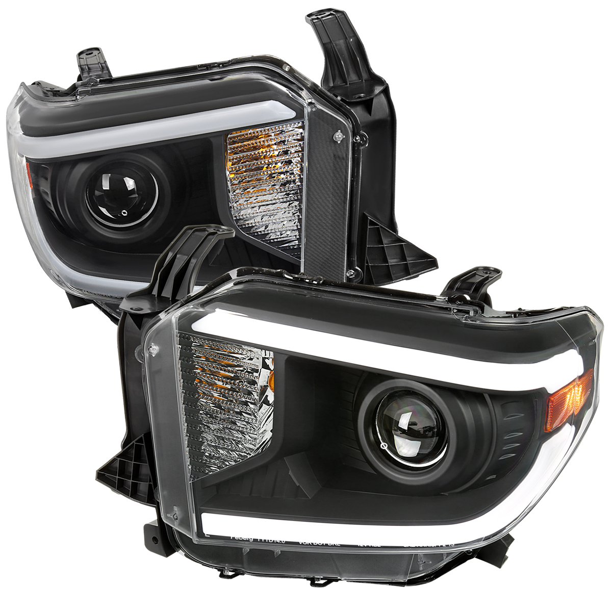 2LHP-TUN14JM-DRL-GO Retrofit Projector Headlight LED Bar OE Style Matte Black Housing & Clear Lens for 2014-2021 Toyota Tundra