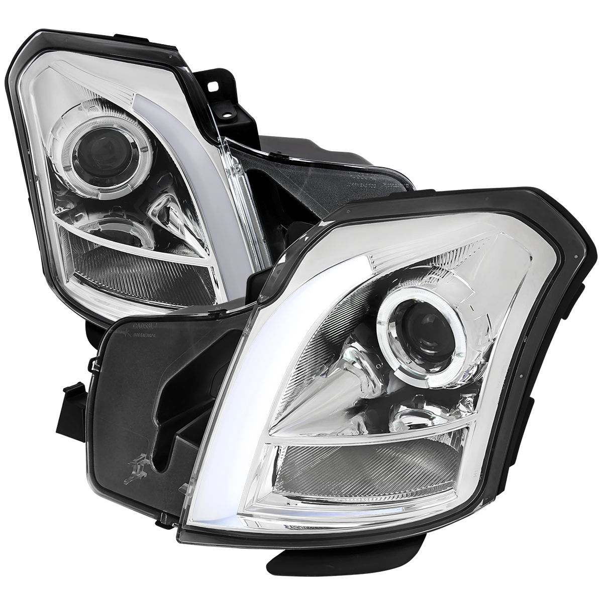 LHP-CTS03-G3-RS No Reflector Switchback Sequential Signal LED Light Bar Projector Headlight with Chrome Housing Clear Lens for 2003-2007 Cadillac CTS